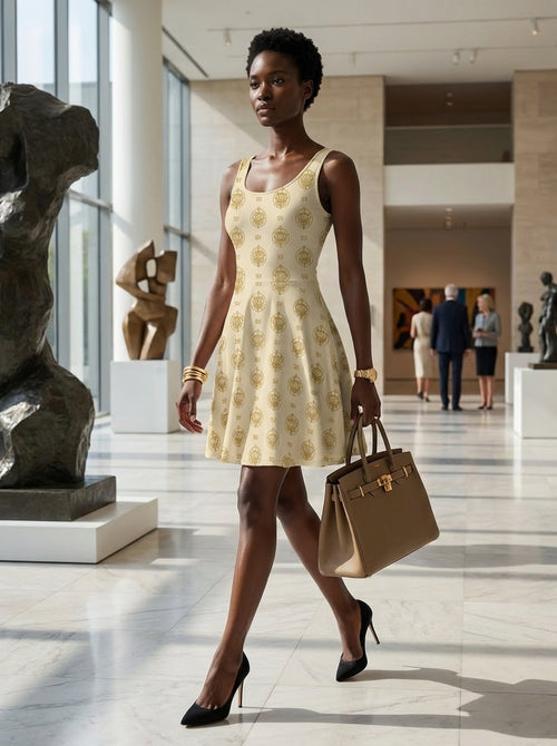 All-Over Print Skater Dress – GoldCream Framework Edition — alternate view 2 of 9