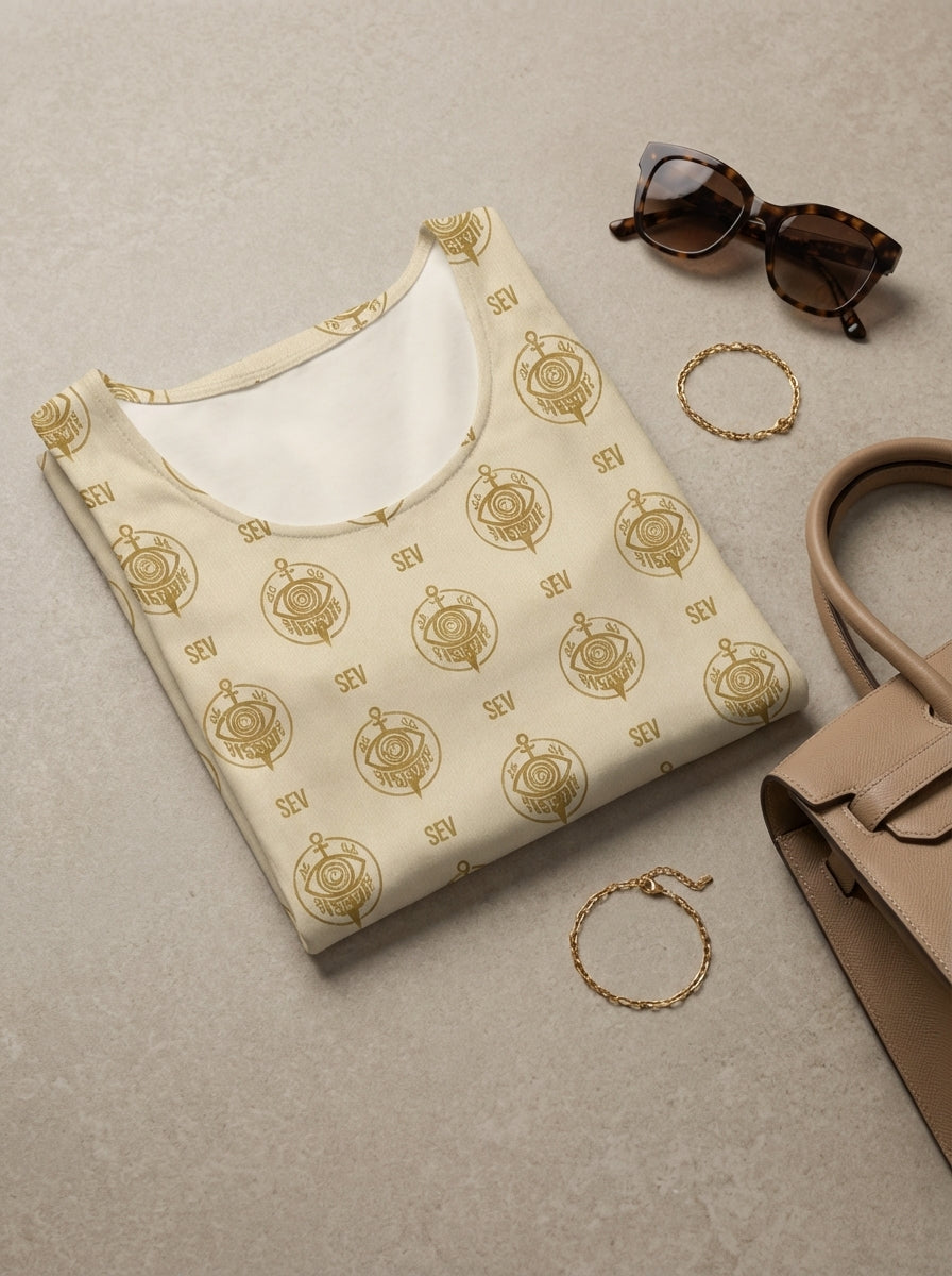 All-Over Print Skater Dress – GoldCream Framework Edition — alternate view 3 of 9