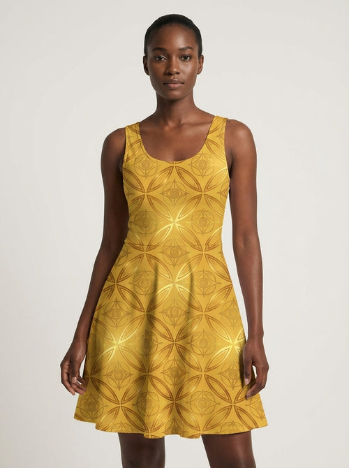 All-Over Print Skater Dress – DualScale Saffron Miel Edition — alternate view 1 of 5