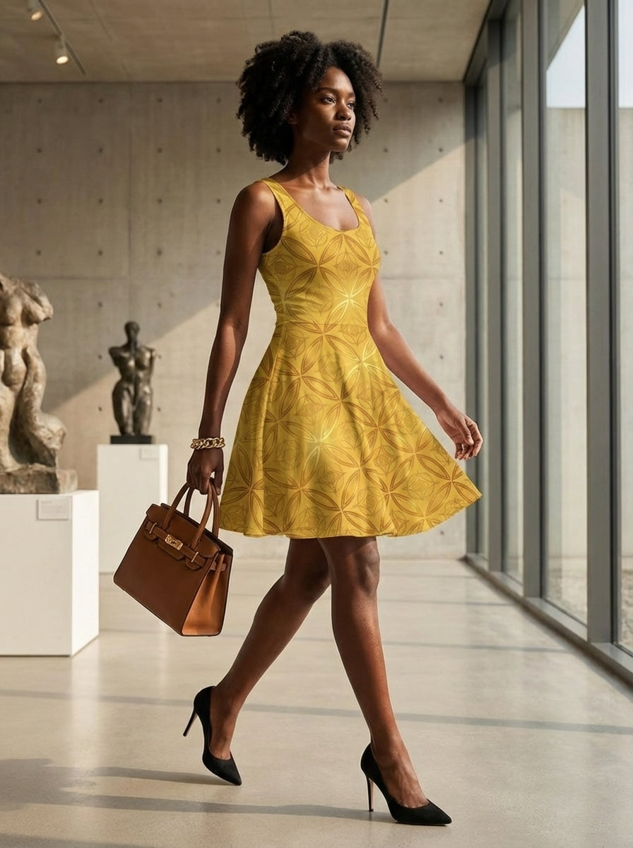 All-Over Print Skater Dress – DualScale Saffron Miel Edition — alternate view 2 of 5