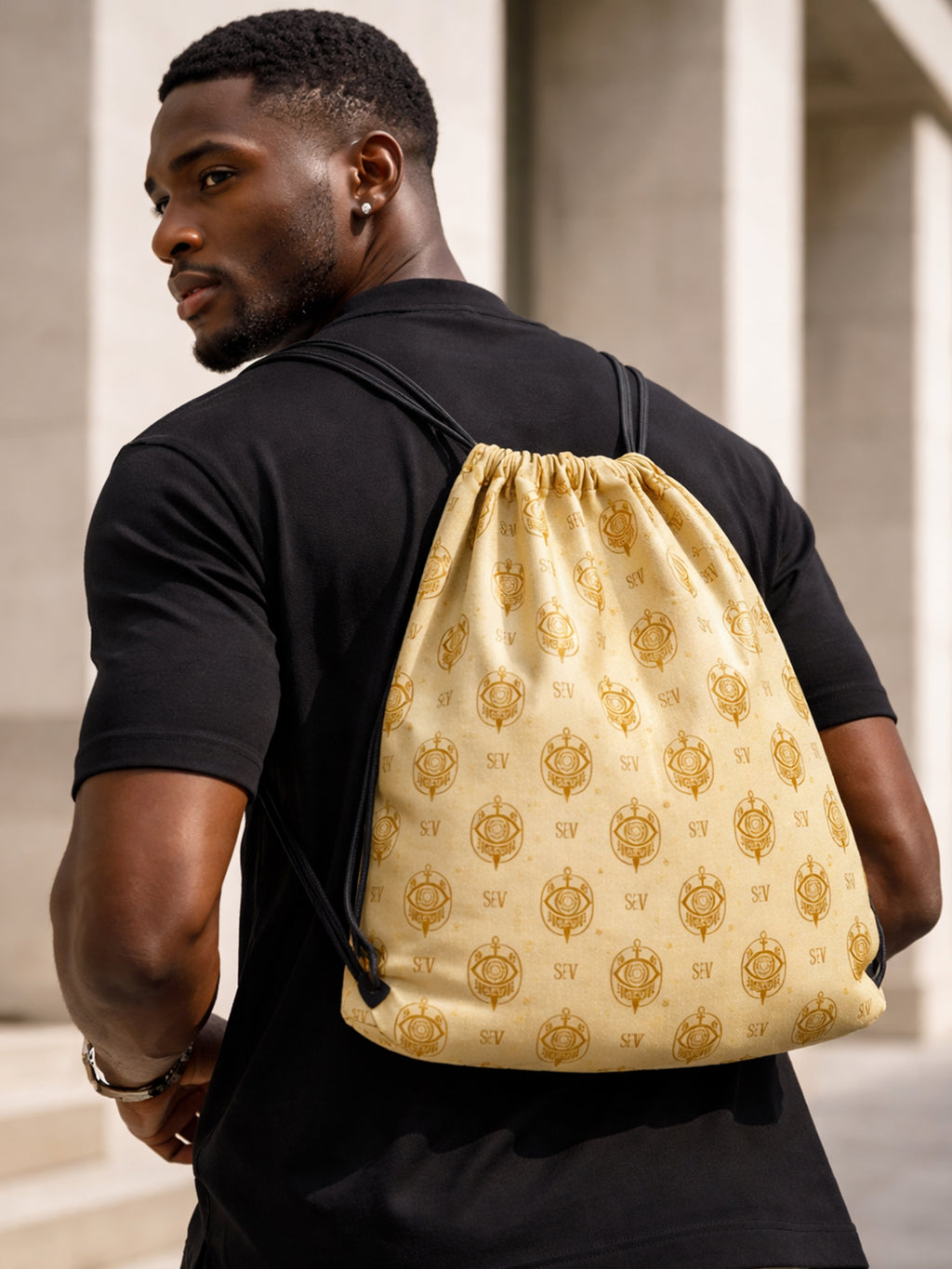 SEV GoldCream Monogram Drawstring Bag – Classic Gold Edition — alternate view 2 of 4