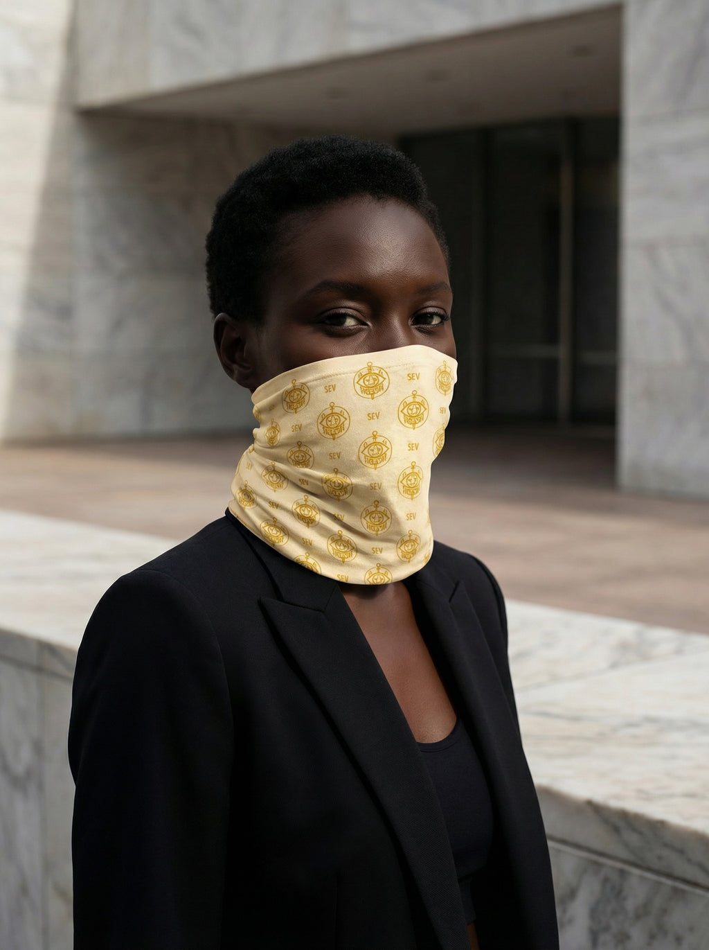 SEV GoldCream Monogram Neck Gaiter – Classic Gold Edition — alternate view 2 of 7