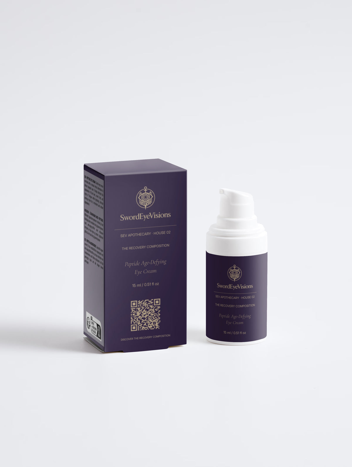 SEV Apothecary Peptide Age-Defying Eye Cream 15 ml with Recovery Composition carton