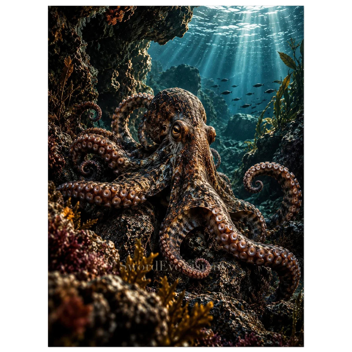 Octopus unframed fine art print, 45 × 60 cm — protected artwork preview