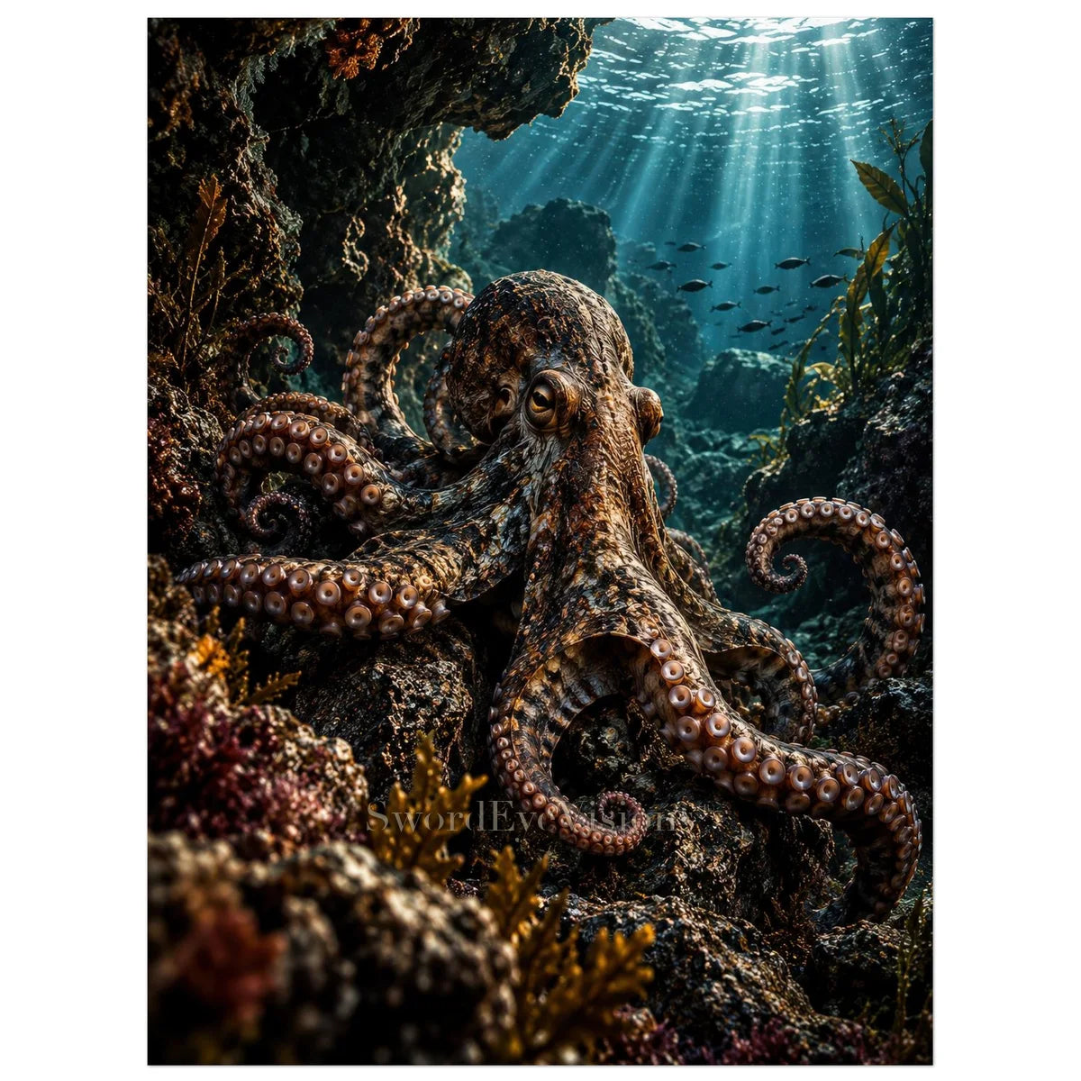 Octopus unframed fine art print, 60 × 80 cm — protected artwork preview