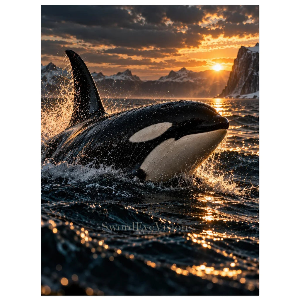 Orca unframed fine art print, 30 × 40 cm — protected artwork preview