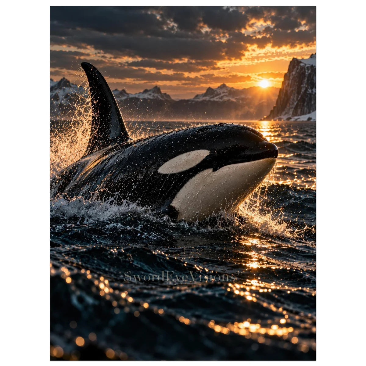 Orca unframed fine art print, 60 × 80 cm — protected artwork preview