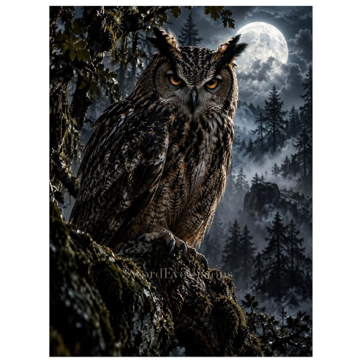 Owl unframed fine art print, 30 × 40 cm — protected artwork preview