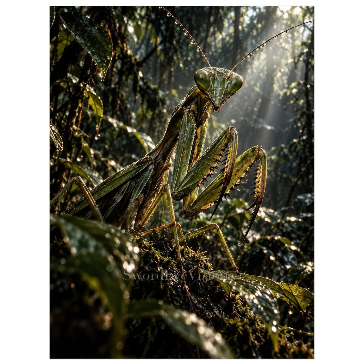 Praying Mantis unframed fine art print, 60 × 80 cm — protected artwork preview