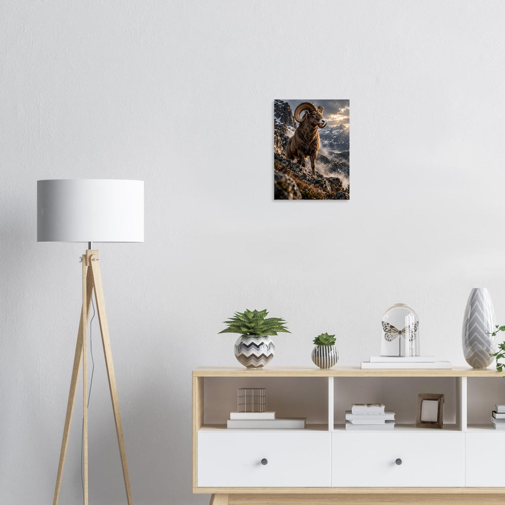 Ram unframed fine art print, 30 × 40 cm, on a wall above a sideboard