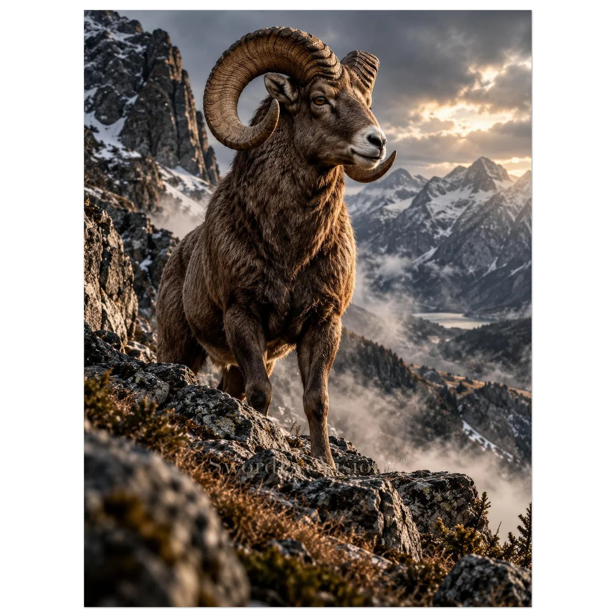 Ram unframed fine art print, 45 × 60 cm — protected artwork preview
