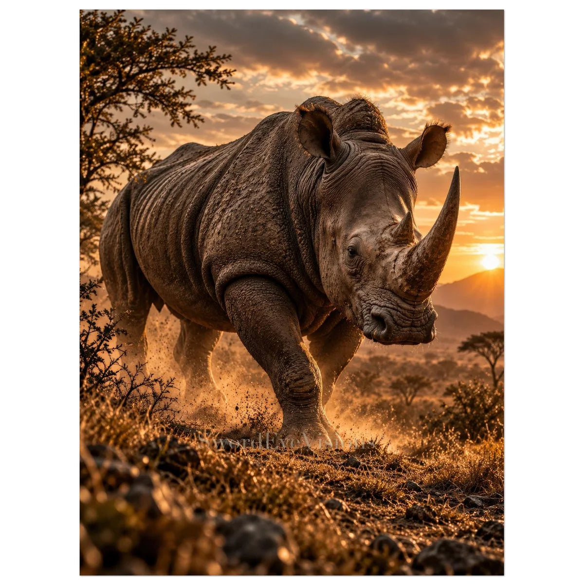 Rhino unframed fine art print, 30 × 40 cm — protected artwork preview
