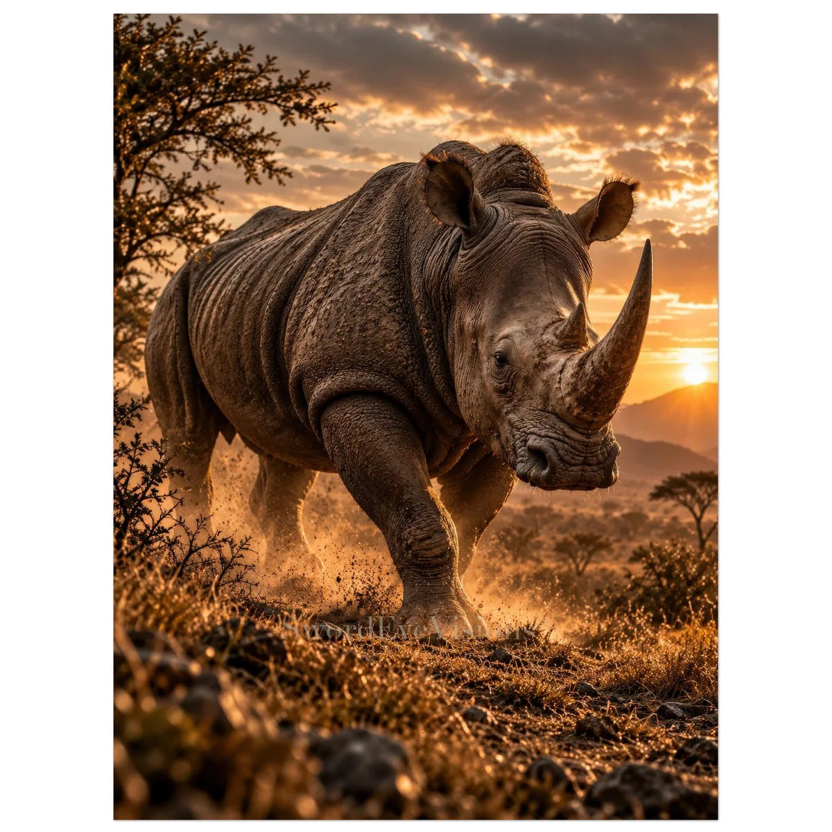 Rhino unframed fine art print, 60 × 80 cm — protected artwork preview