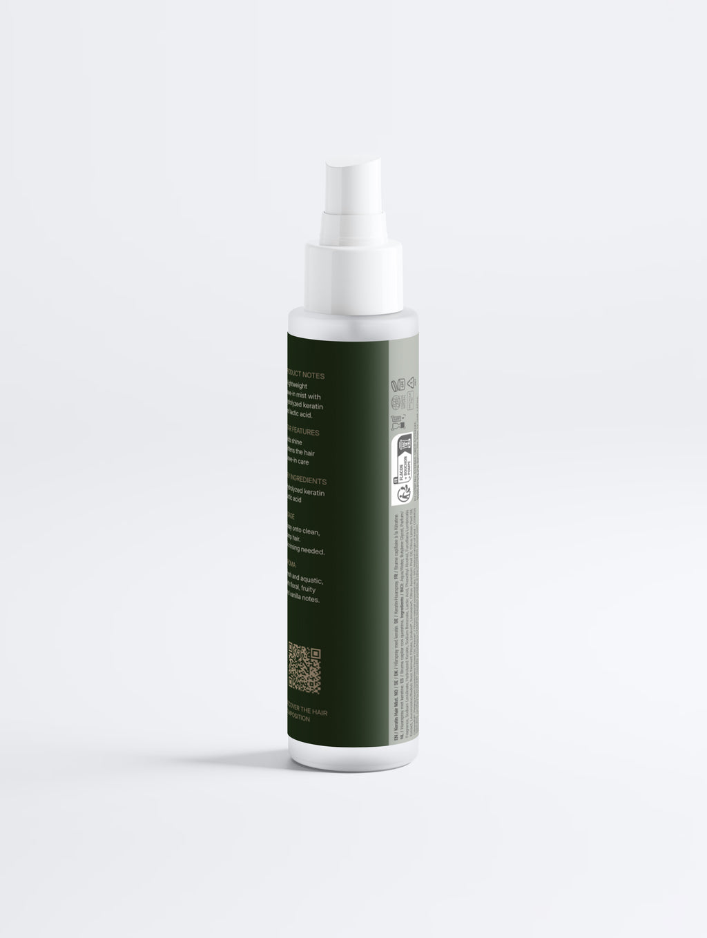 Keratin Shine Leave-In Hair Mist 100 ml — back label and product information