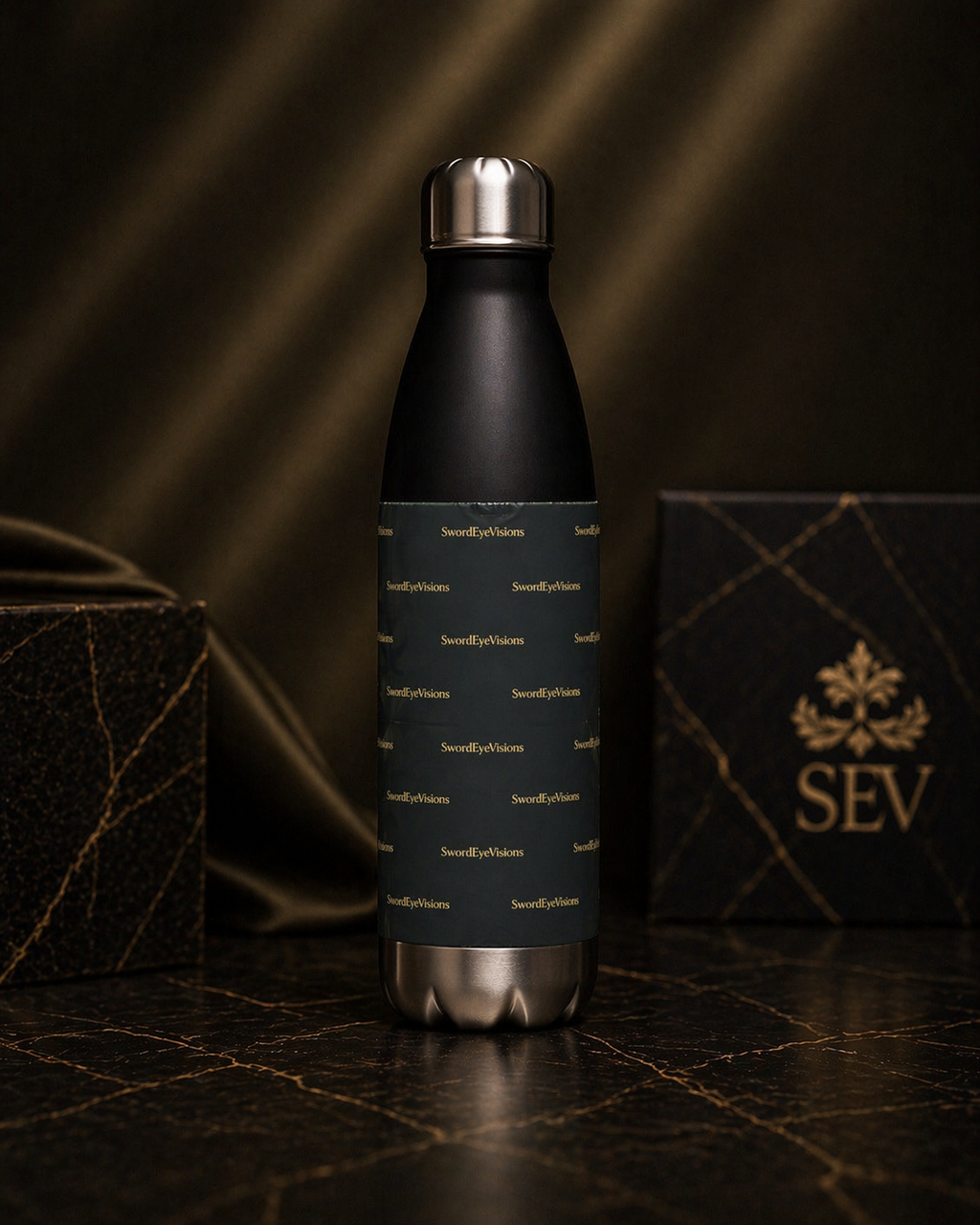SEV STAINLESS STEEL WATER BOTTLE — NOIR GRAPHITE GOLD — alternate view 2 of 9