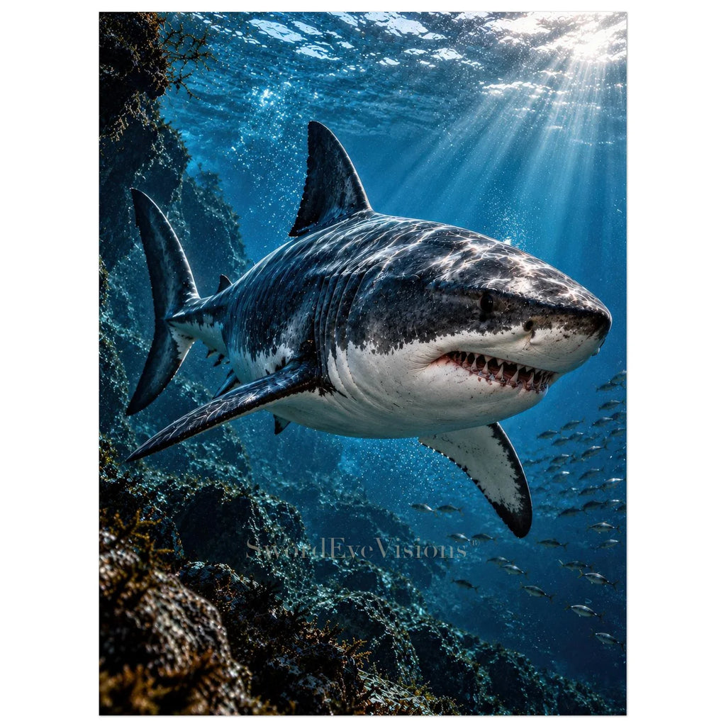 Shark unframed fine art print, 30 × 40 cm — protected artwork preview