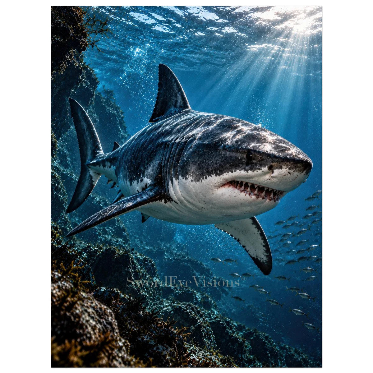 Shark unframed fine art print, 60 × 80 cm — protected artwork preview