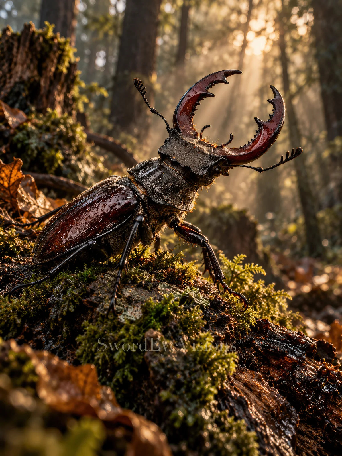Stag Beetle fine art print from SEV Fauna, unframed — protected web preview; watermark appears on the display image only, not the supplied print