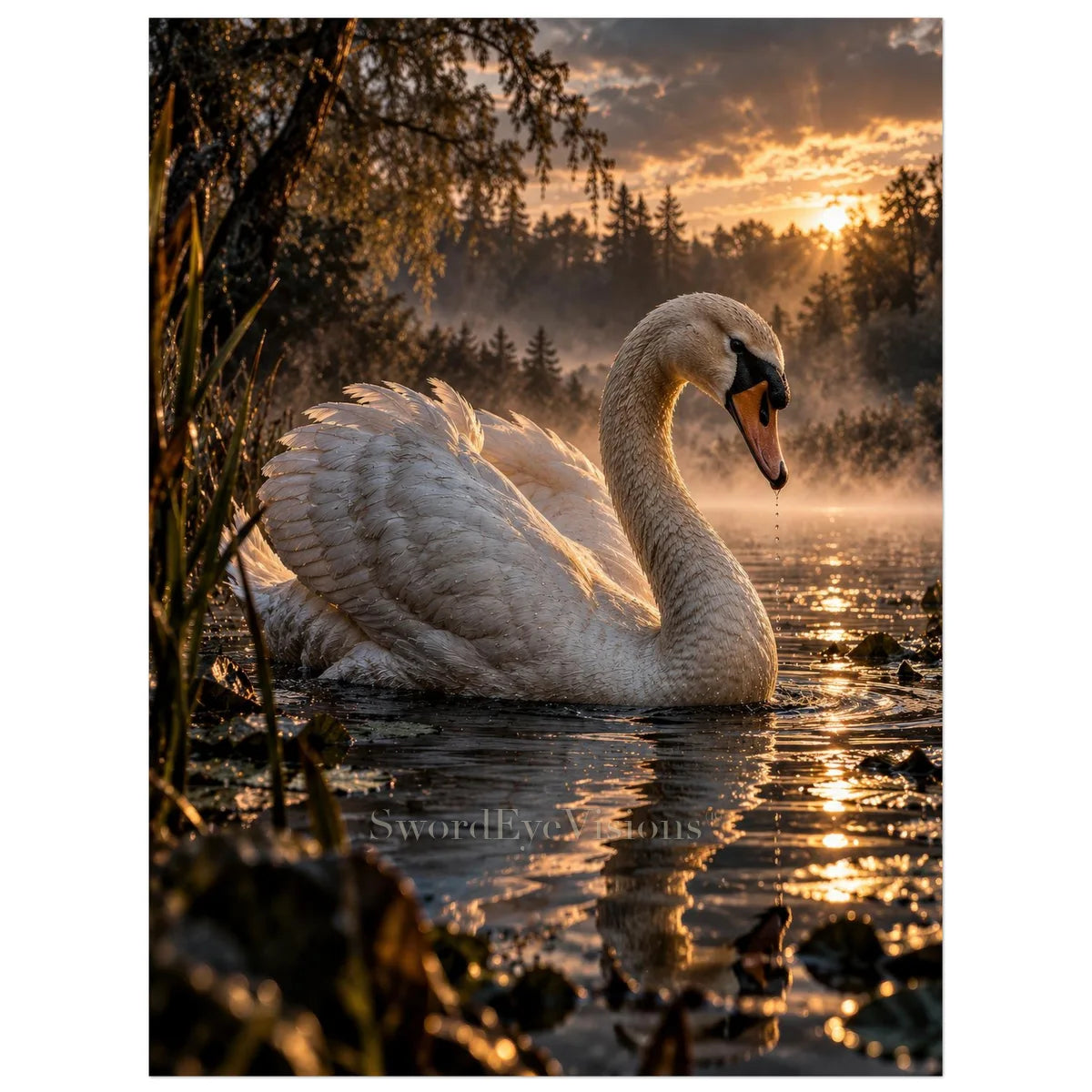 Swan unframed fine art print, 45 × 60 cm — protected artwork preview