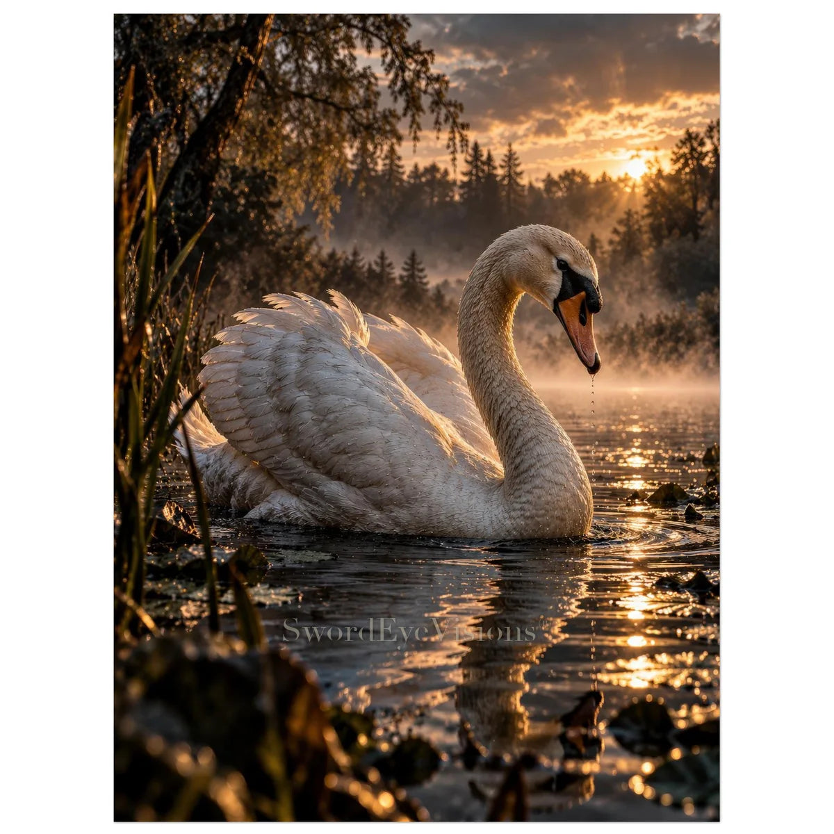 Swan unframed fine art print, 60 × 80 cm — protected artwork preview