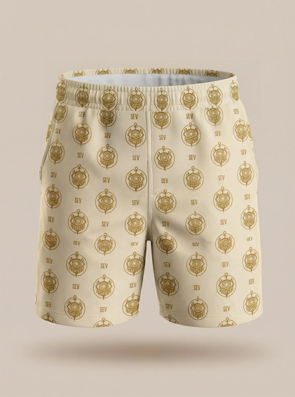 SEV GoldCream Monogram Swim Shorts — Recycled Edition — alternate view 1 of 5