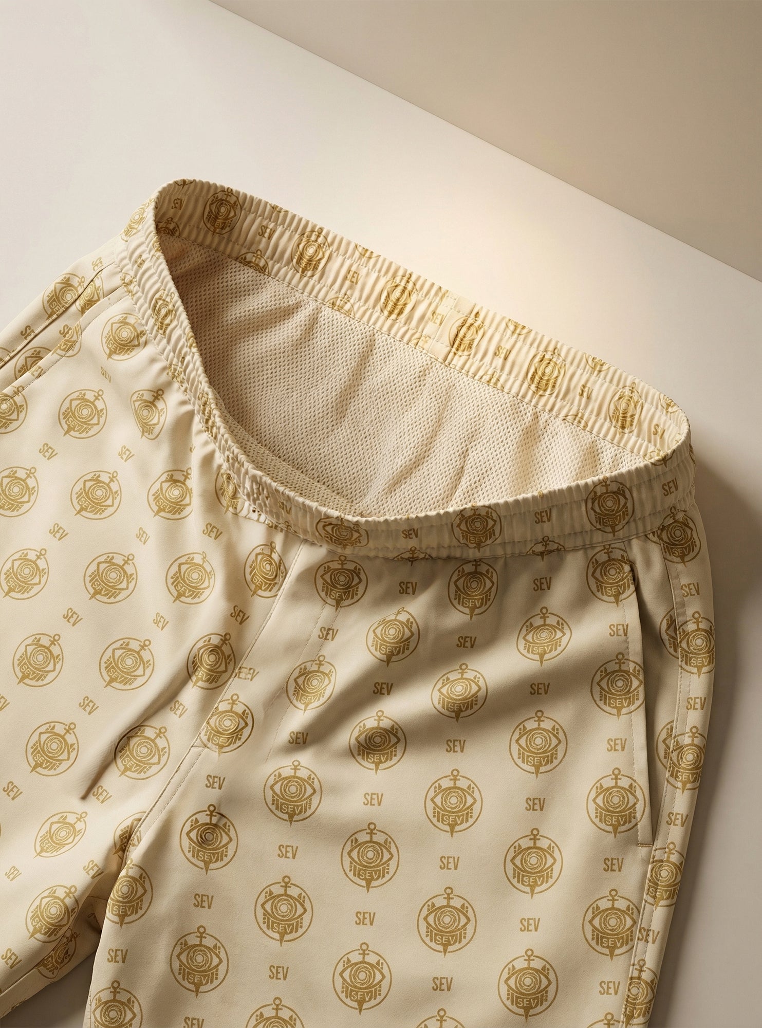 SEV GoldCream Monogram Swim Shorts — Recycled Edition — alternate view 3 of 5