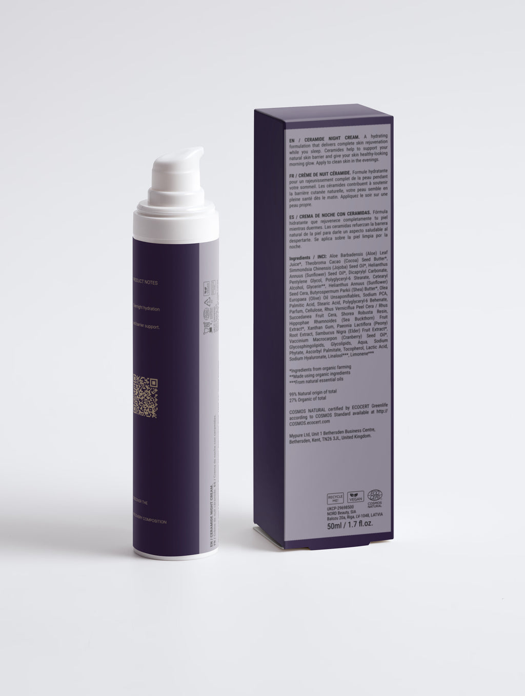 Ceramide Barrier Night Cream reverse label and carton product information