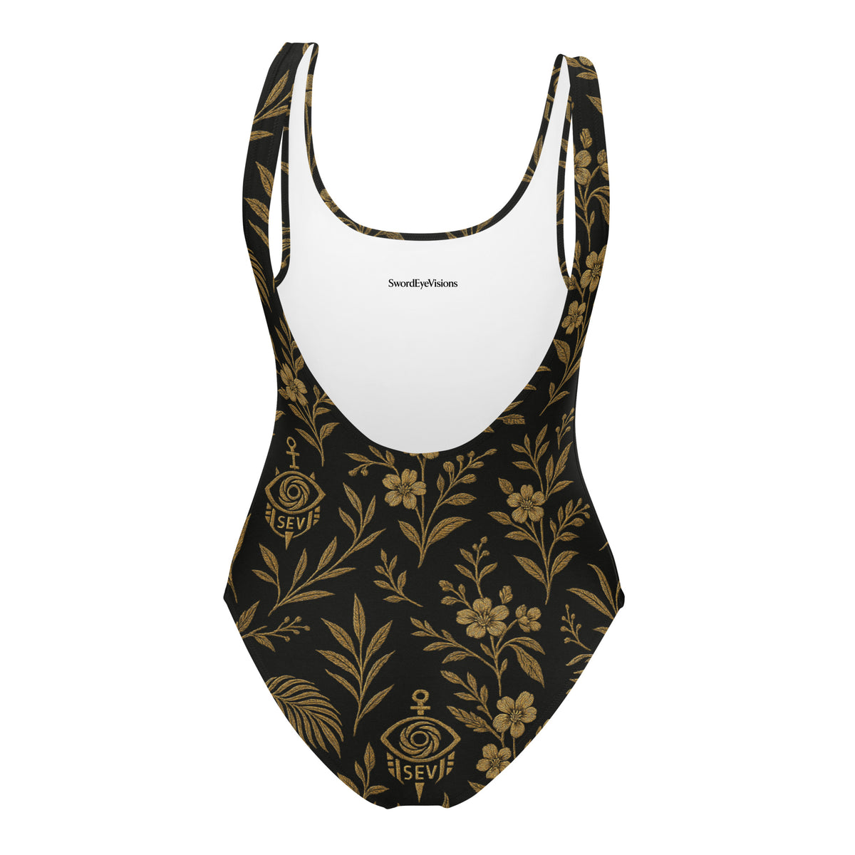 SEV True Noir Botanical One-Piece Swimsuit — back view