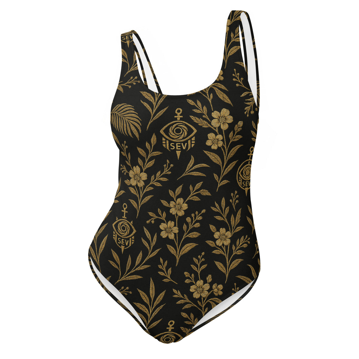 SEV True Noir Botanical One-Piece Swimsuit — front view