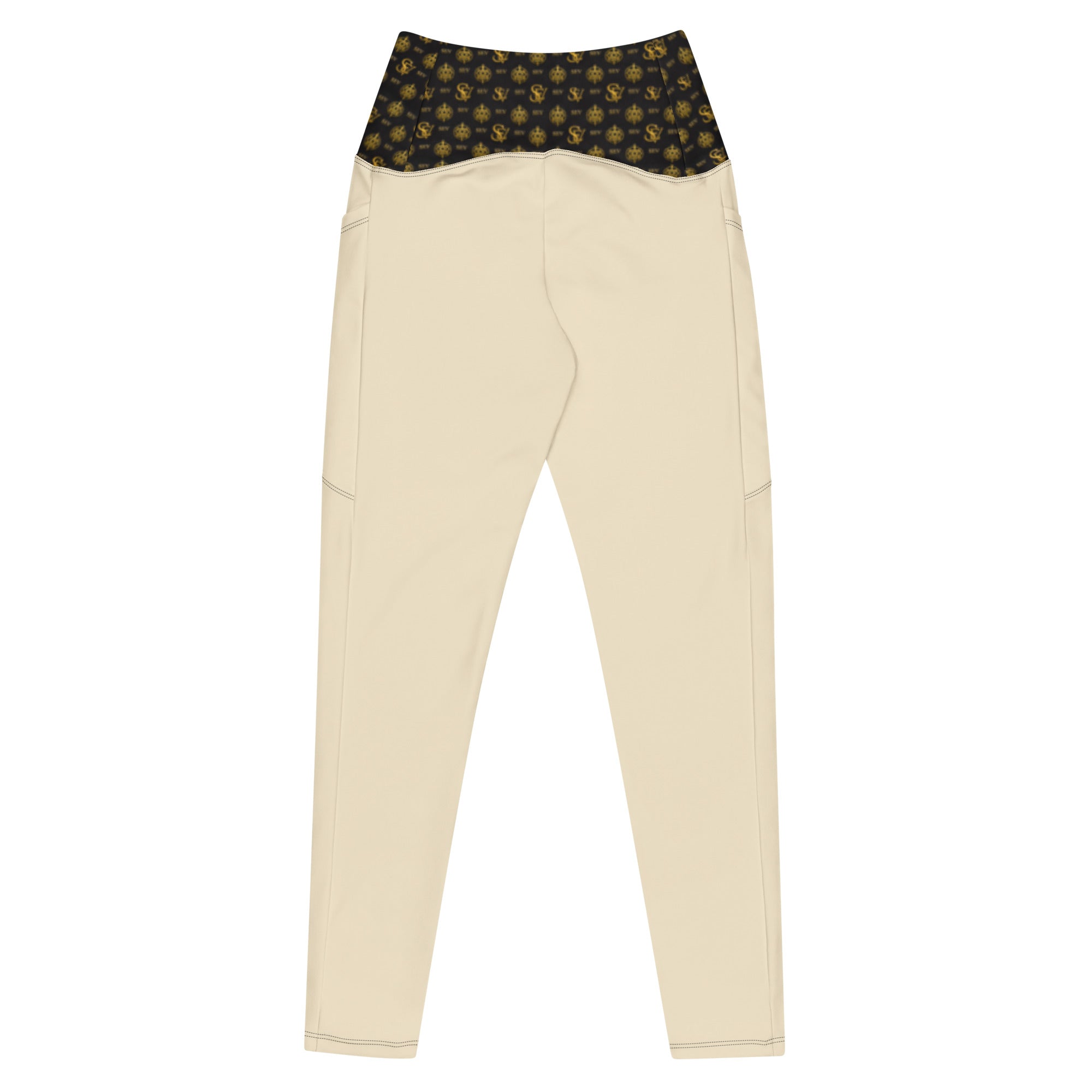 CHAMPAGNE LIGHT LEGGINGS WITH POCKETS — ECLIPSE NOIR GOLD CREST — alternate view 3 of 4