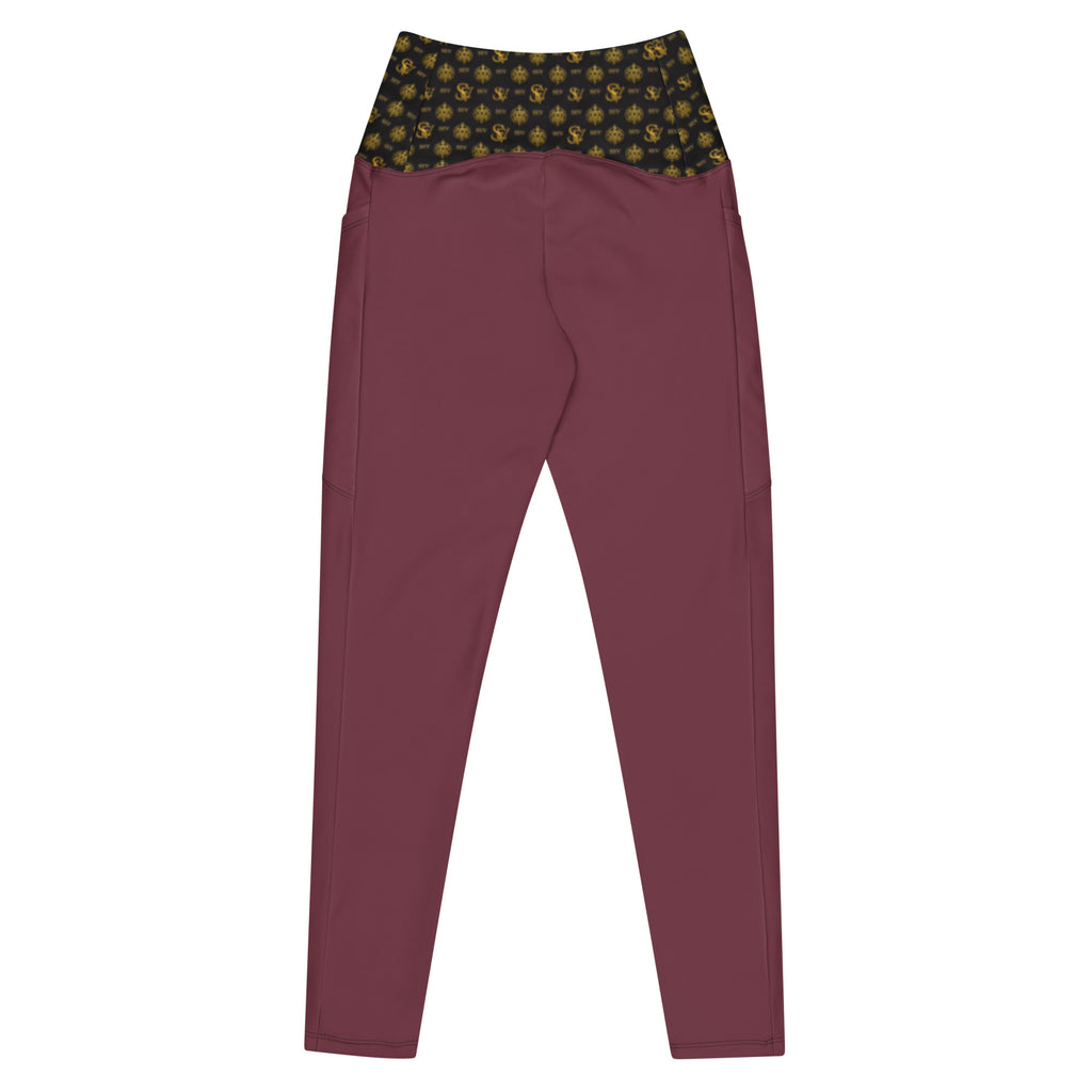 Rose Aurora Leggings with Pockets — Eclipse Noir Gold Crest — Waistband Edition — alternate view 3 of 4