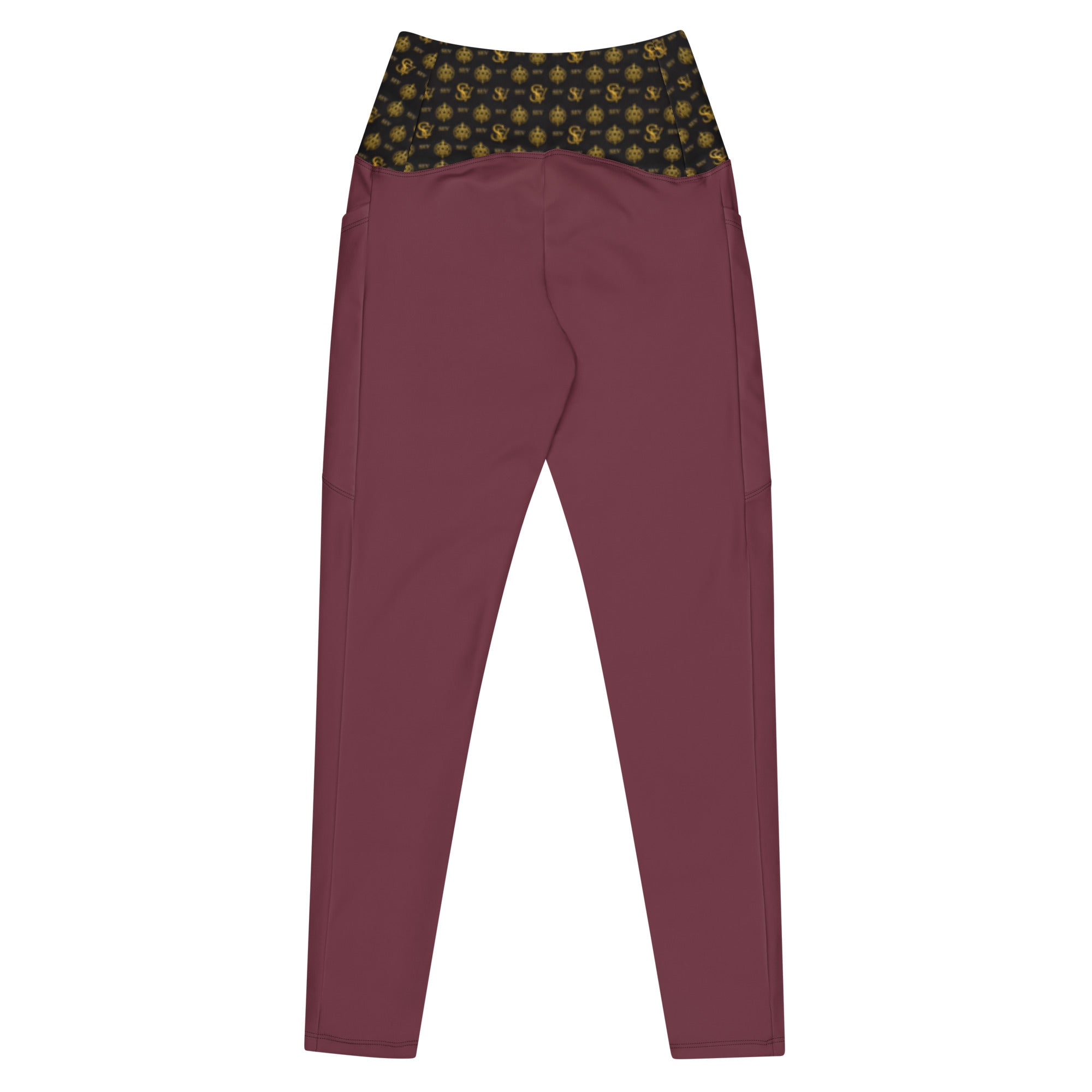 Rose Aurora Leggings with Pockets — Eclipse Noir Gold Crest — Waistband Edition — alternate view 3 of 4