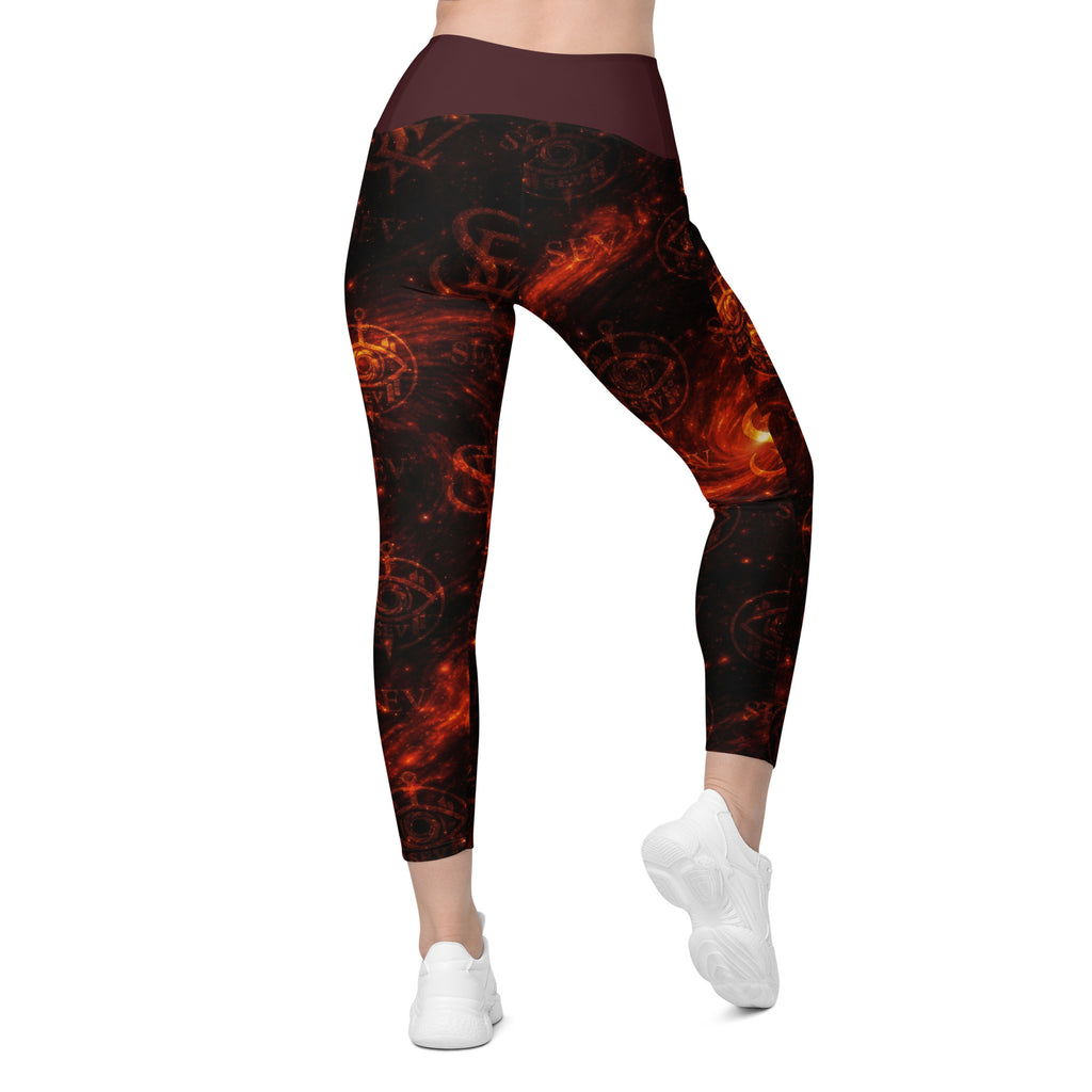 LUXURY RED LEGGINGS WITH POCKETS — EMBER CORE VEIL I — alternate view 4 of 7
