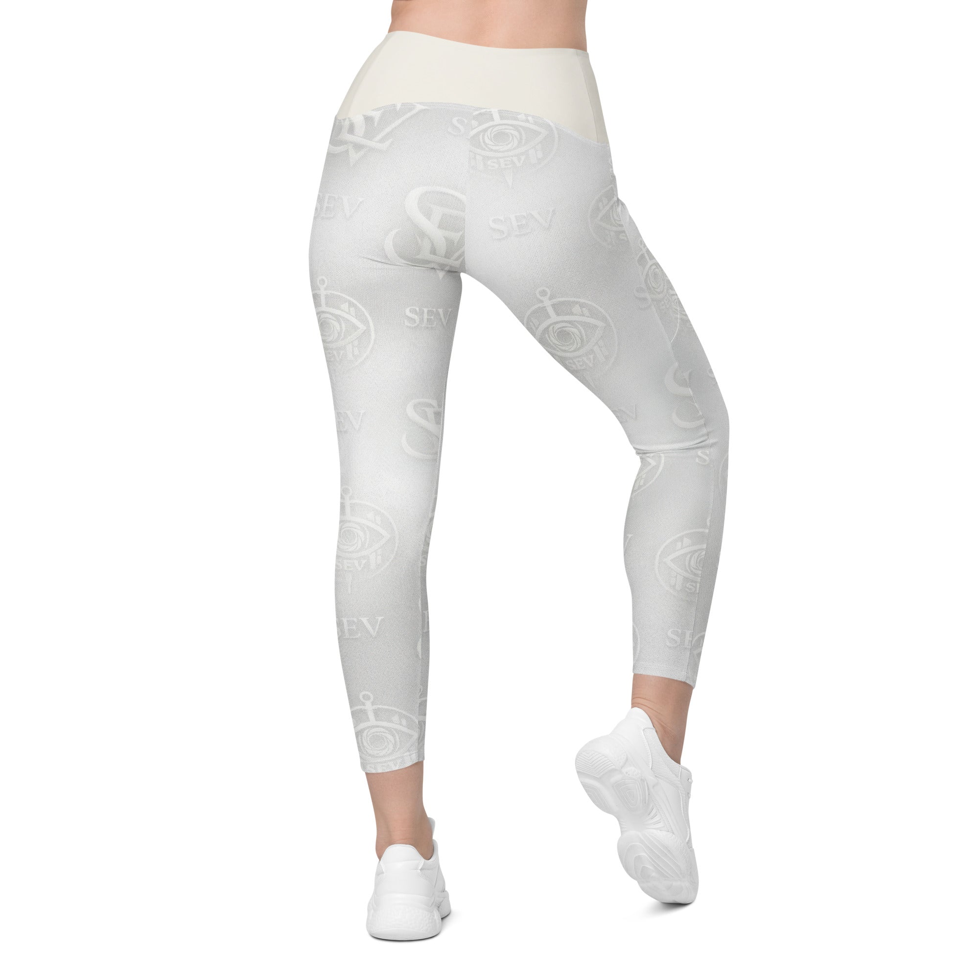 IMPERIAL IVORY LEGGINGS WITH POCKETS — SILENT MONOGRAM VEIL — alternate view 4 of 7
