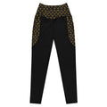 Luxury Black Leggings with Pockets — Eclipse Noir Gold Crest — Waistband & Pocket Panel Edition — alternate view 1 of 4