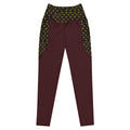 Luxury Red Leggings with Pockets — Eclipse Noir Gold Crest — Waistband & Pocket Panel Edition — alternate view 1 of 4
