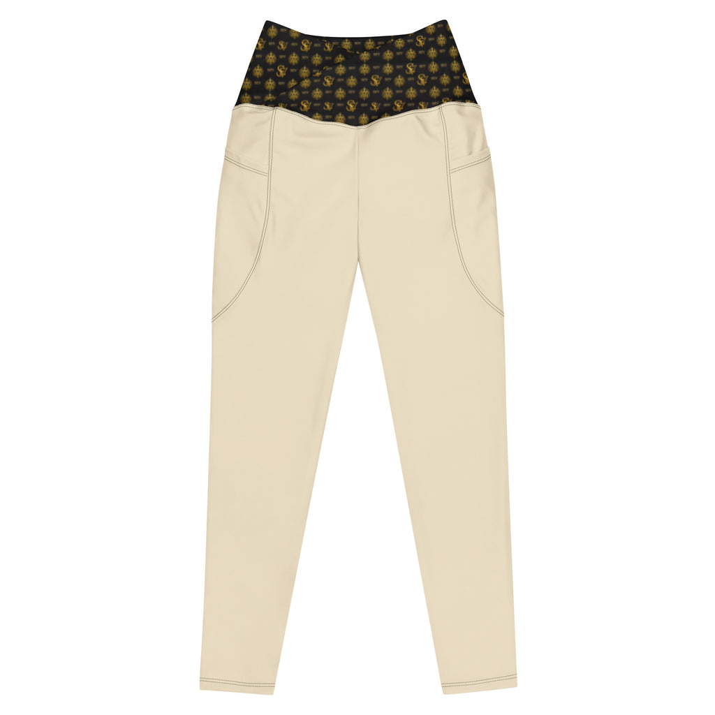 CHAMPAGNE LIGHT LEGGINGS WITH POCKETS — ECLIPSE NOIR GOLD CREST — alternate view 1 of 4