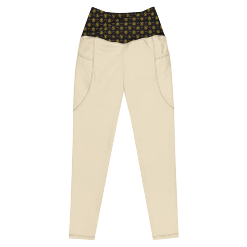 CHAMPAGNE LIGHT LEGGINGS WITH POCKETS — ECLIPSE NOIR GOLD CREST — alternate view 1 of 4