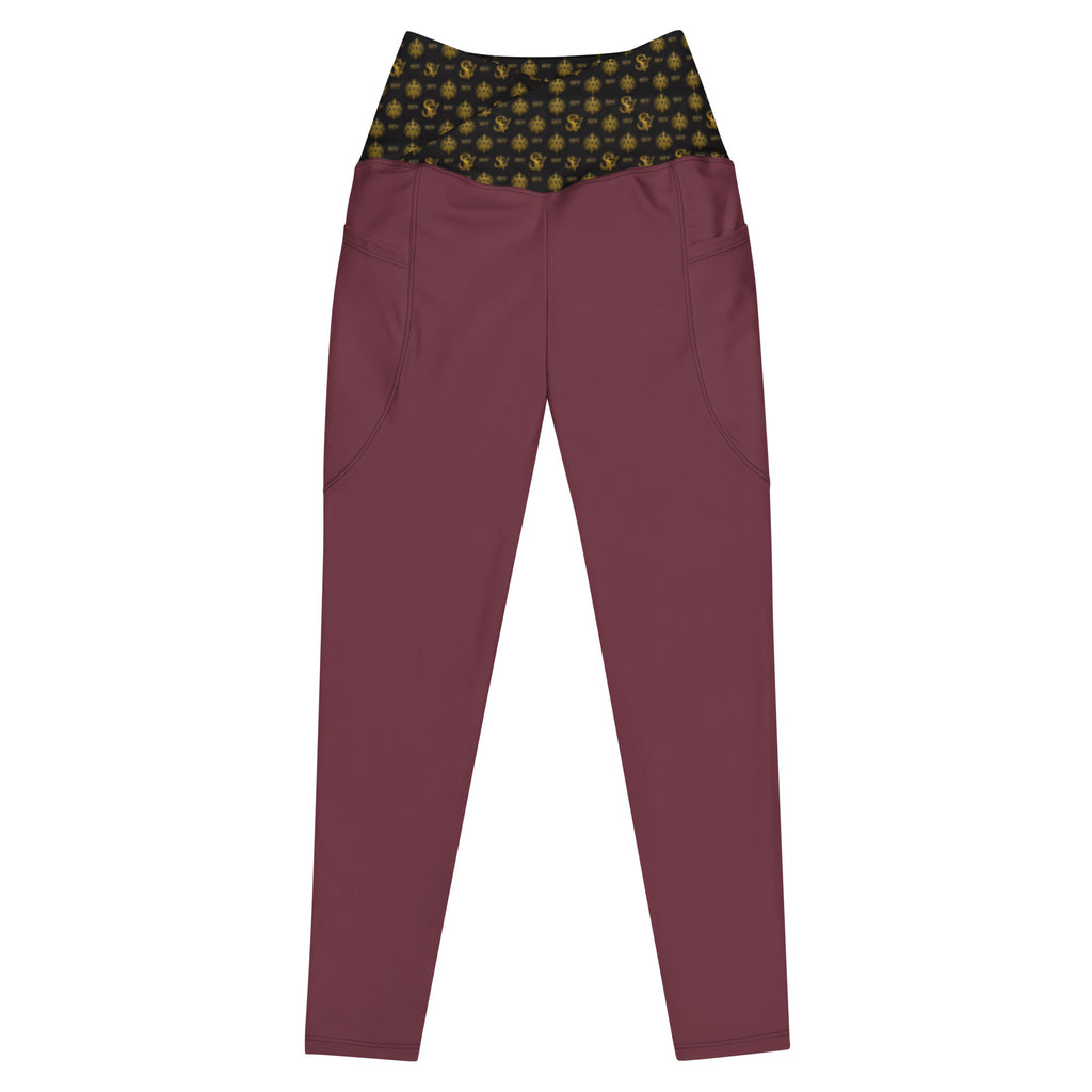Rose Aurora Leggings with Pockets — Eclipse Noir Gold Crest — Waistband Edition — alternate view 1 of 4