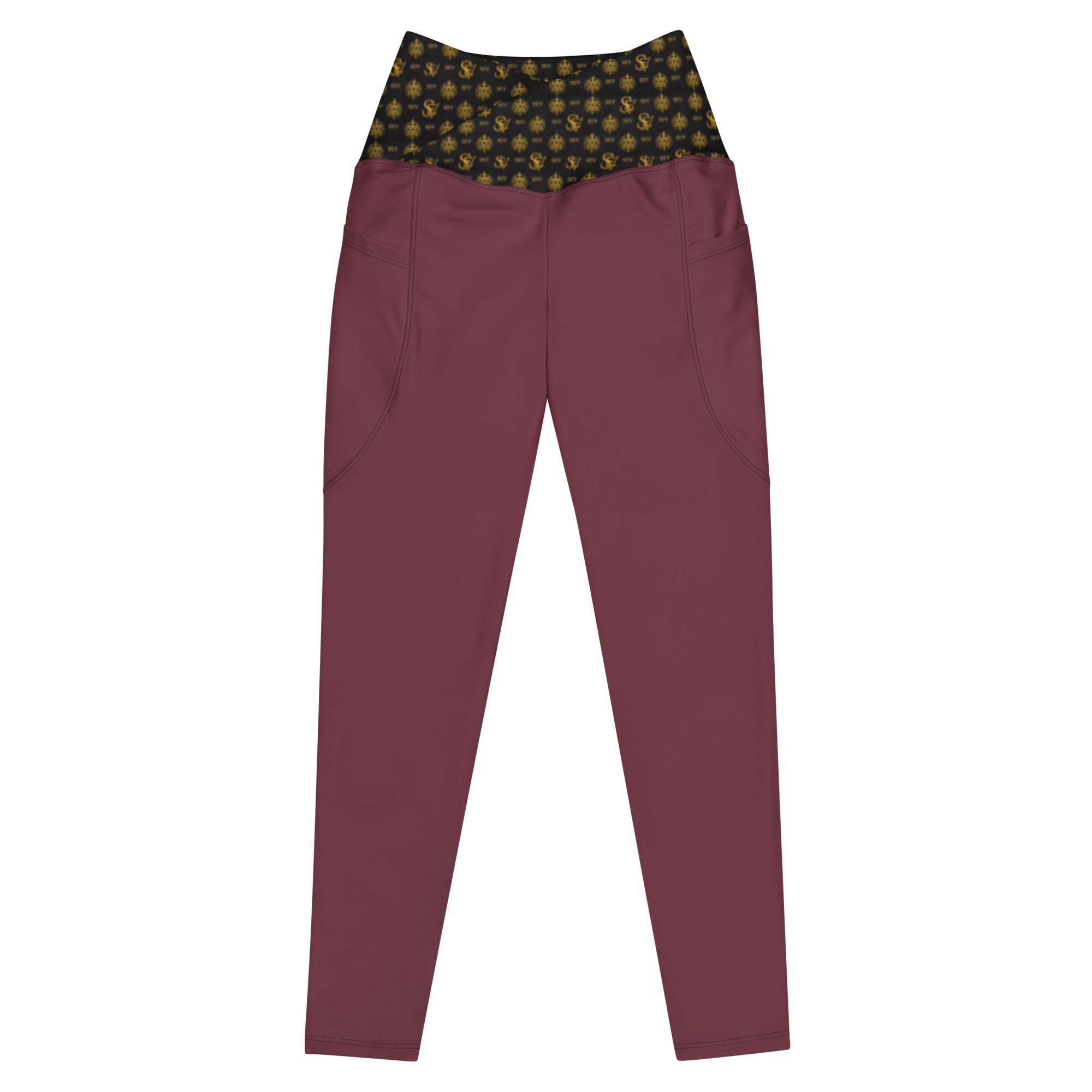 Rose Aurora Leggings with Pockets — Eclipse Noir Gold Crest — Waistband Edition — alternate view 1 of 4
