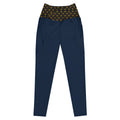 Luxury Blue Leggings with Pockets — Eclipse Noir Gold Crest — Waistband Edition — alternate view 1 of 4