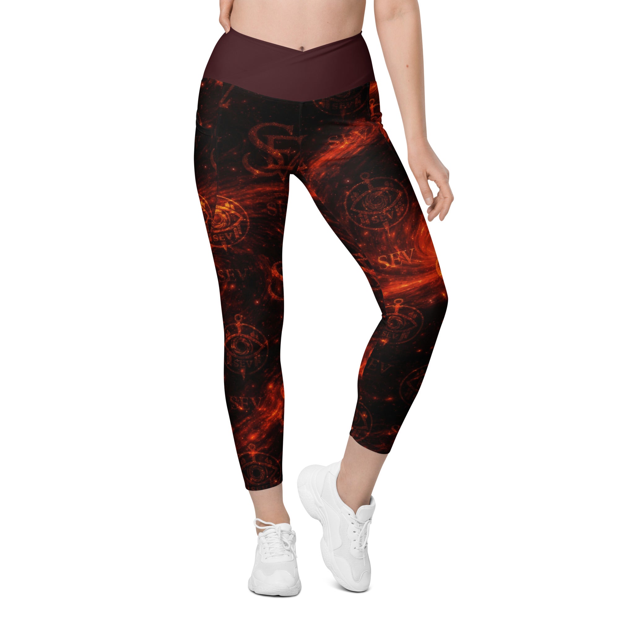 LUXURY RED LEGGINGS WITH POCKETS — EMBER CORE VEIL I — alternate view 5 of 7
