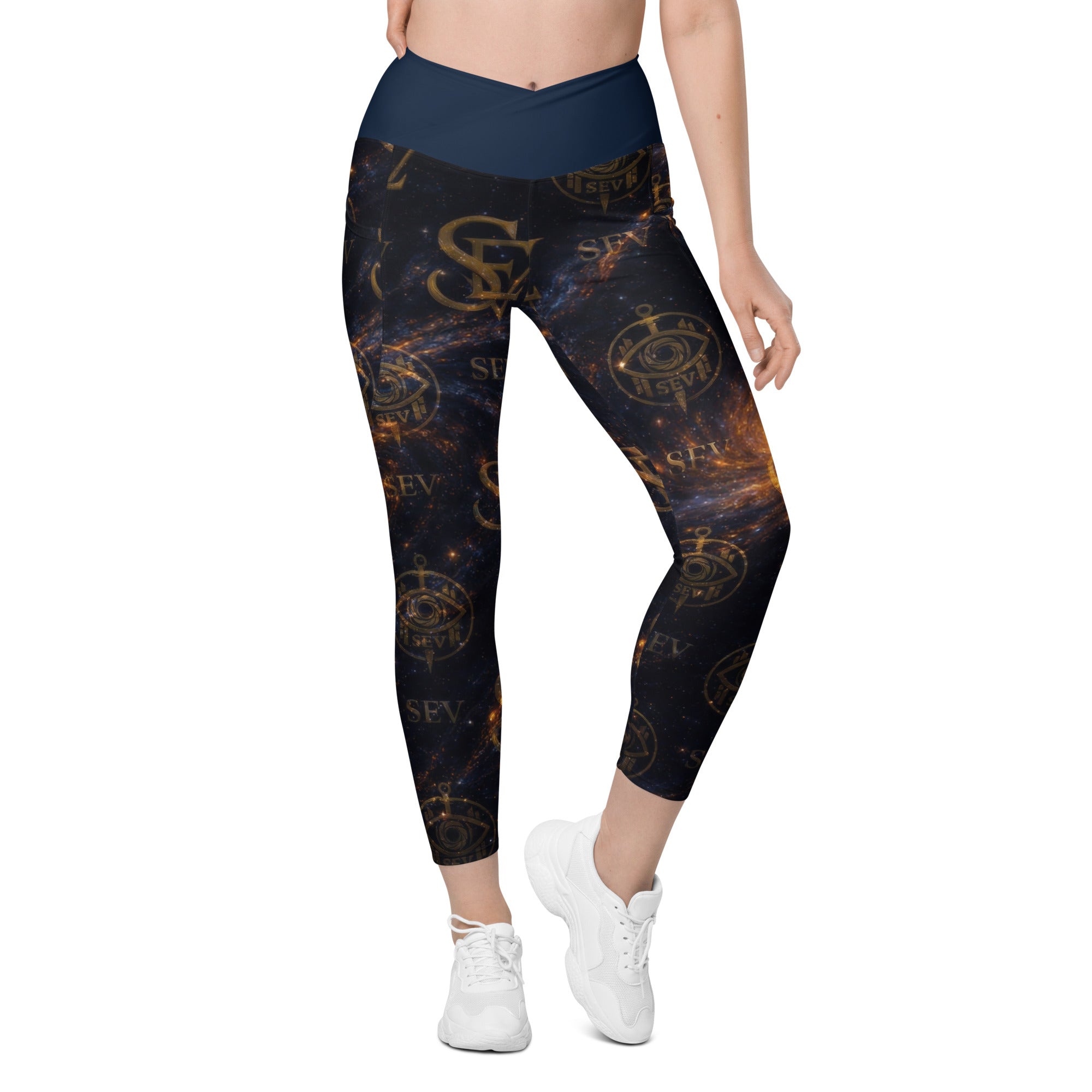LUXURY BLUE LEGGINGS WITH POCKETS — ASTRAL CORE VEIL — alternate view 5 of 7