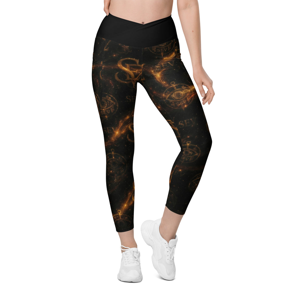 LUXURY BLACK LEGGINGS WITH POCKETS — CELESTIAL STREAM VEIL I — alternate view 5 of 7