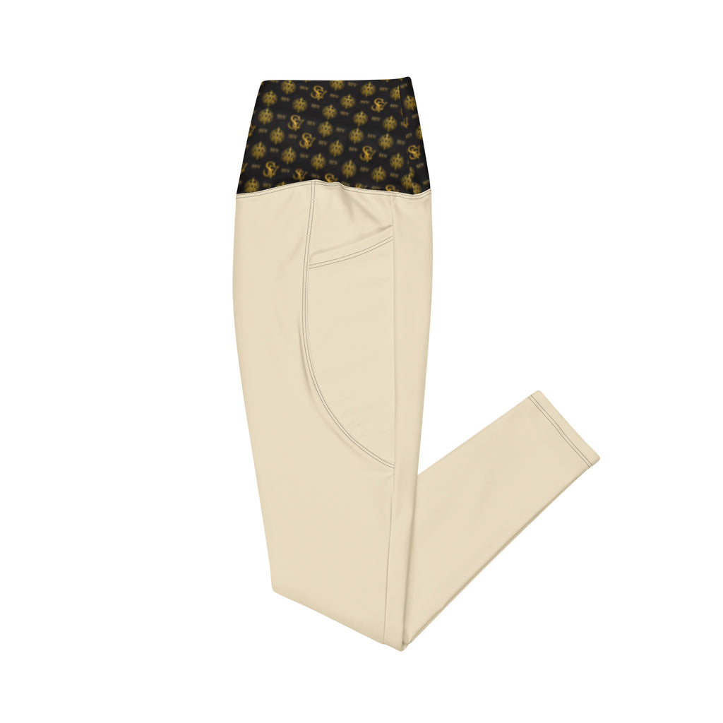 CHAMPAGNE LIGHT LEGGINGS WITH POCKETS — ECLIPSE NOIR GOLD CREST — alternate view 4 of 4