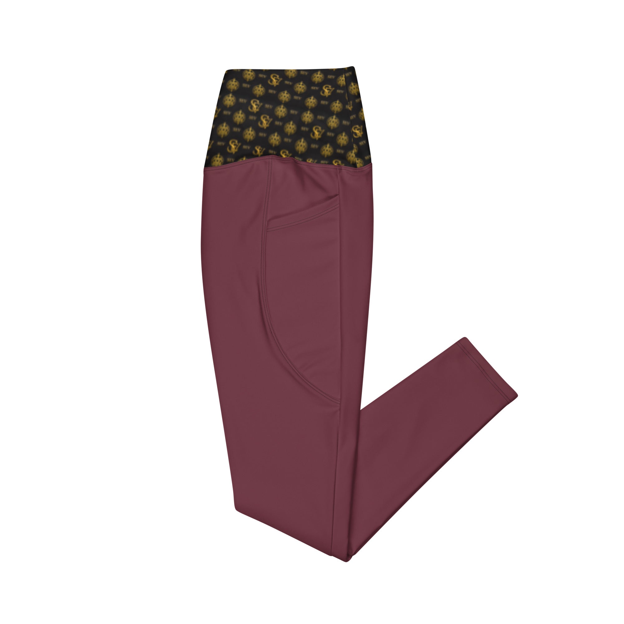 Rose Aurora Leggings with Pockets — Eclipse Noir Gold Crest — Waistband Edition — alternate view 4 of 4