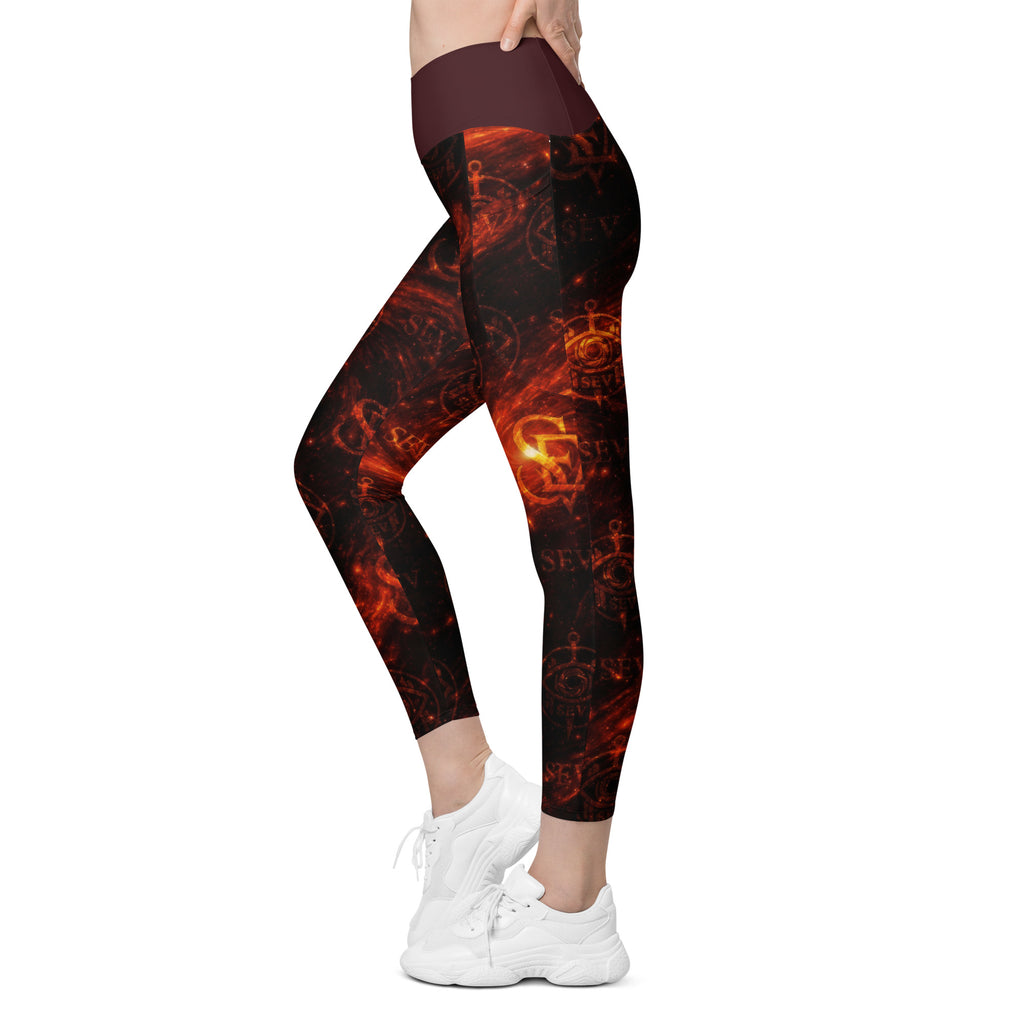 LUXURY RED LEGGINGS WITH POCKETS — EMBER CORE VEIL I — alternate view 6 of 7