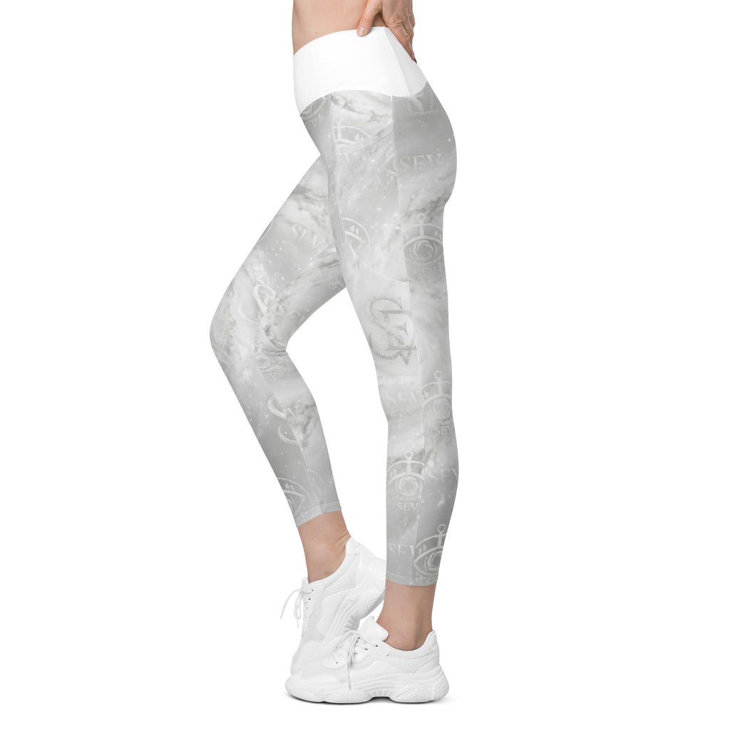 LUXURY WHITE LEGGINGS WITH POCKETS — CORE VEIL OFF-WHITE — alternate view 6 of 7