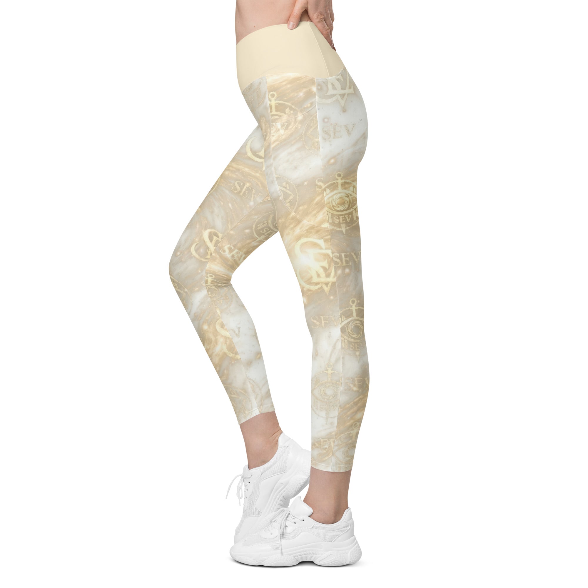 CHAMPAGNE LIGHT LEGGINGS WITH POCKETS — HIGH KEY CHAMPAGNE — alternate view 6 of 7