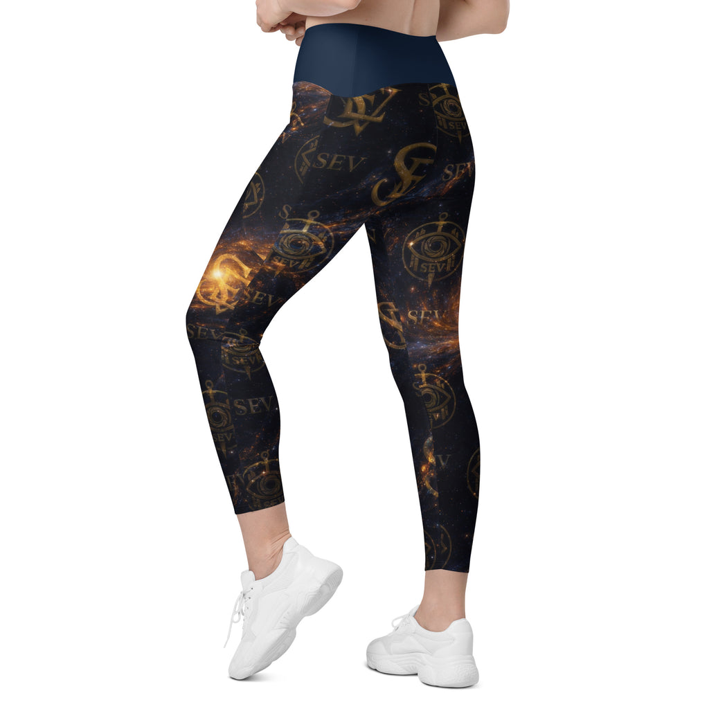LUXURY BLUE LEGGINGS WITH POCKETS — ASTRAL CORE VEIL — alternate view 7 of 7